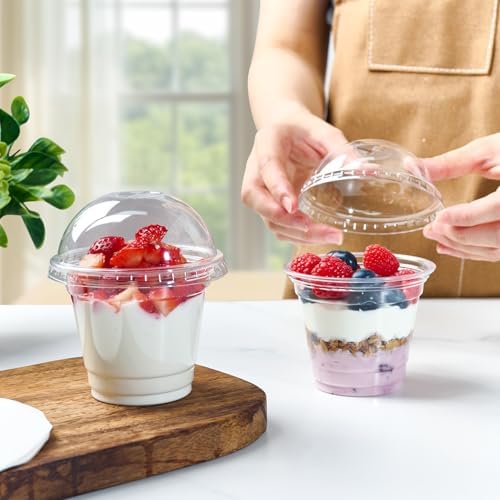 9 oz Plastic Dessert Cups with Lids and Paper Lid Liners 200 Pack - Image 3