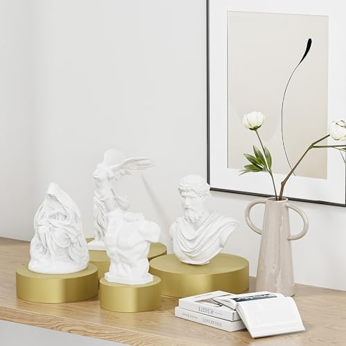 Round Metal Buffet Risers,4PCS Food Risers for Buffet Table 6in to 12in with Mini Acrylic Signs for Catering Dessert Collectibles Jewelry Figures Show Gold Cube Boxes Nesting Risers with Hollow Bottoms - Image 5