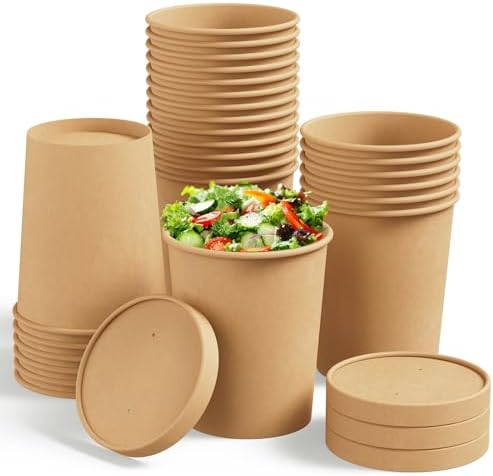 JOLLY CHEF 32oz Paper Soup Containers with Vented Lids 25 Pack by JOLLYCHEF