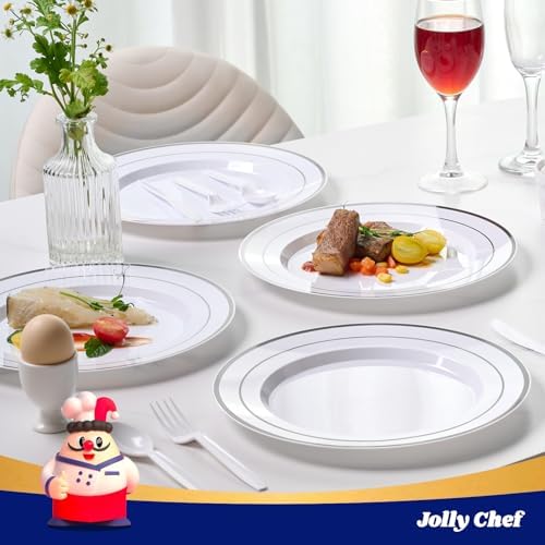 100PCS Plastic Plates 10 Inch Heavy Duty Disposable Plates for Everyday Use - Image 5