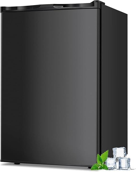 3.0 Cu.ft Small Freezer, Mini Upright Freezer with 7 Adjustable Thermostat, Removable Shelves, Reversible Single Door, for Bedroom/Home/Dorms/Apartment (Black)