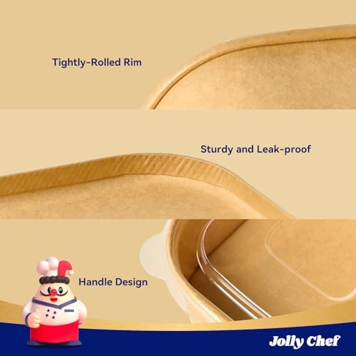 JOLLY CHEF 50 Pack Paper Food Container with Lid 19 oz Meal Prep Containers - Image 3