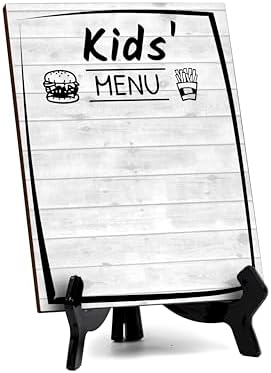 Kids' Menu 6x8 Dry Wipe Table Sign Easy Installation | Restaurant & Bar | Perfect To Clearly Direct Customers & Advertise Specials | No Pen Included by SignsByLITA