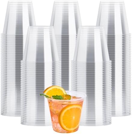 JOLLY CHEF 9 oz Plastic Cups, 100 Pack Clear Disposable Drinking Cups by JOLLYCHEF