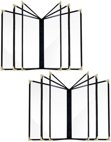 Menu Covers 2-Pack 8.5 x 11 Inch, Clear Restaurant Menu Holders with 6 Page (12 Sides) Capacity, Waterproof Durable Plastic Menu Protector for Cafe, Bar, Pub, Bistro, Diner – Black by QNTCCX