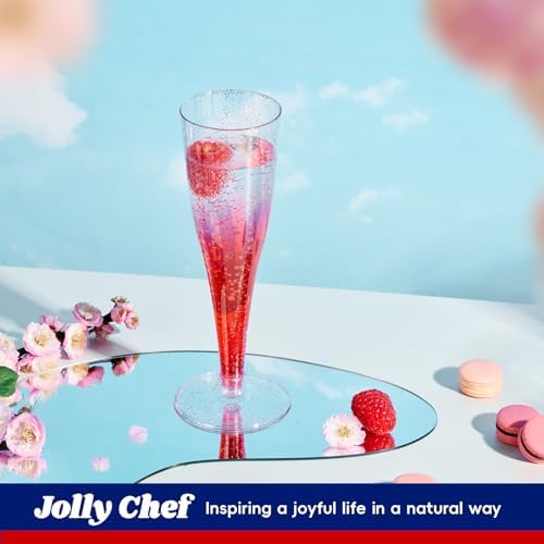 JOLLY CHEF Plastic Champagne Flutes, Purple Glitter Flutes 4.5 oz 100 Pack - Image 4