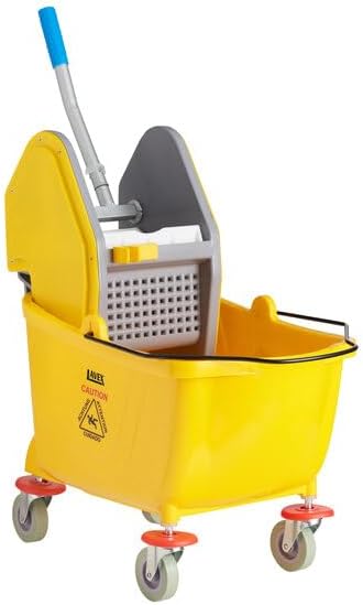 Commercial Mop Bucket with Down Press Wringer, 35 Qt Capacity, Yellow, 4 Casters