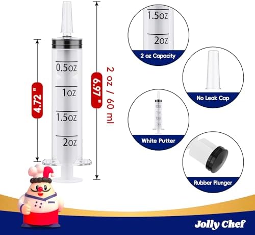 JOLLY CHEF 500 Pack 2 oz Jello Shot Syringes with Caps, Plastic Syringes - Image 3
