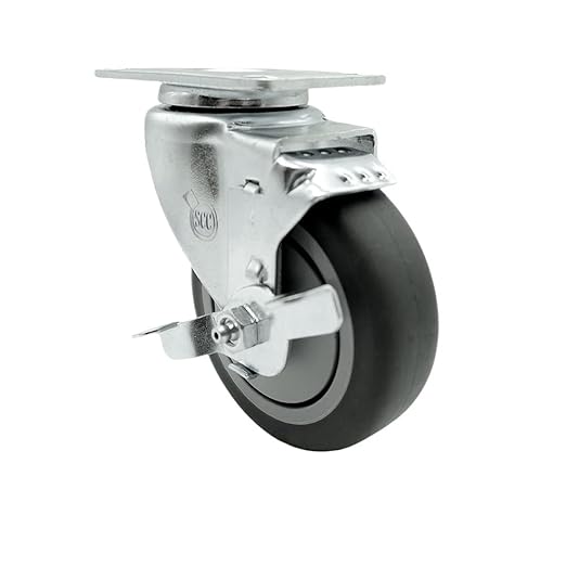 Service Caster Brand Replacement Caster for Uline Caster H-7446SWB-Stainless Steel Swivel Top Plate Caster with 4 Inch Thermoplastic Rubber Wheel and Top Lock Brake-Fit Carts and Platform Truck H-7490