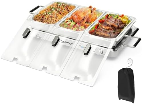 COSTWAY Buffet Servers and Warmers, 2 in 1 Electric Warming Tray by COSTWAY