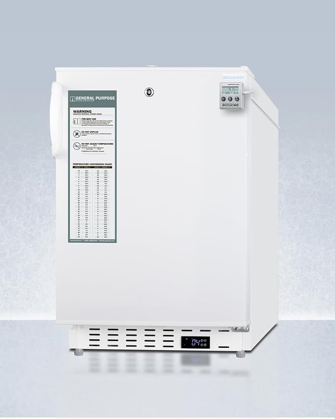 Summit Appliance Accucold 20” Refrigerator, 3.32 cu.ft. Capacity, Undercounter, Built-in, ADA Compliant, External Temperature Readout, White - ADA404REFALLHD (Left Handed Door Swing)