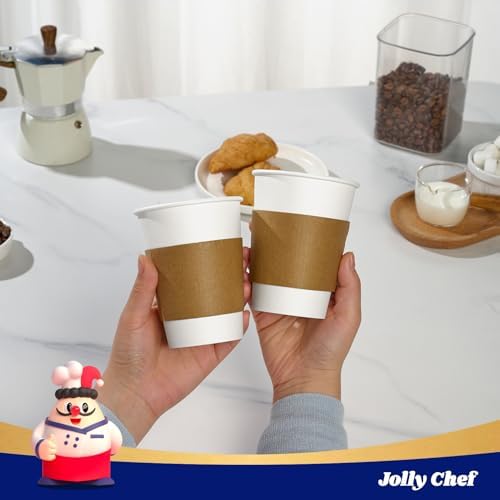 JOLLY CHEF 500 Pack Paper Coffee Cups Sleeve Brown - Image 6