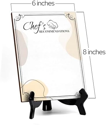 Chef's Recommendations 6x8 Dry Wipe Table Sign Easy Installation | Restaurant & Bar | Perfect To Clearly Direct Customers & Advertise Specials | No Pen Included - Image 7
