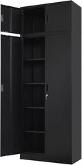 BESFUR Metal Storage Cabinet, 87-inch Tall Large Garage Storage Cabinet with Adjustable Shelves & Locking Doors for Home Office, Garage and Utility Room-Black