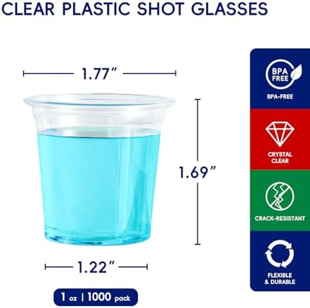 JOLLY CHEF 1000 Pack Plastic Shot Glasses 1 oz Clear Disposable Jelly Cups - Image 2