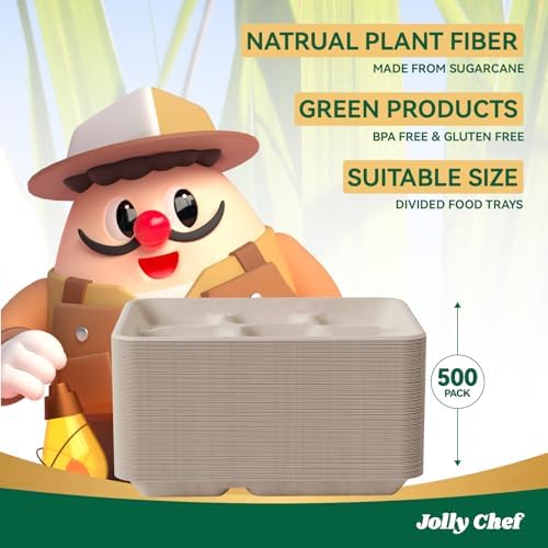 Compostable 5 Compartment Paper Plates 11*8 Inch 500 Pack Divided Plates - Image 6