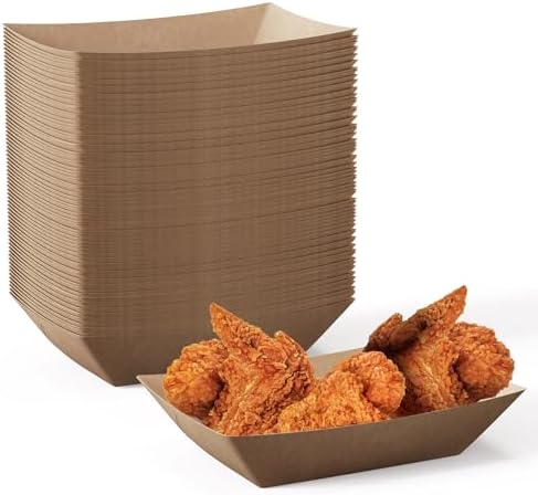 JOLLY CHEF 2lb Paper Food Trays 100 Pack Disposable Paper Boat Serving Boat by JOLLYCHEF