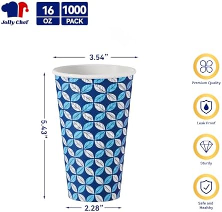 JOLLY CHEF 500 Pack Disposable Plastic Black Lids 3.6'' for 10, 12, 16, 20 oz Paper Coffee Cups, 1000 Pack Printed Coffee Cups 16 oz - Image 3