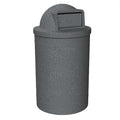 Campus Collection 55 Gallon Round Plastic Heavy Duty Commercial Indoor or Outdoor Trash Can with Push Open Dome Lid and Internal Liner | Great for Schools and Businesses - Dark Granite