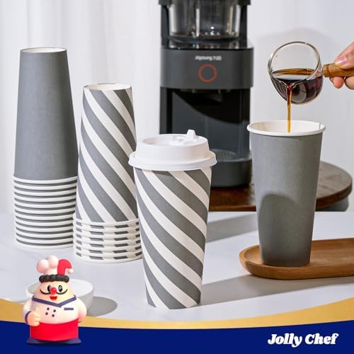 JOLLY CHEF 100 Pack 20 oz Disposable Coffee Cups with Lids - Image 4