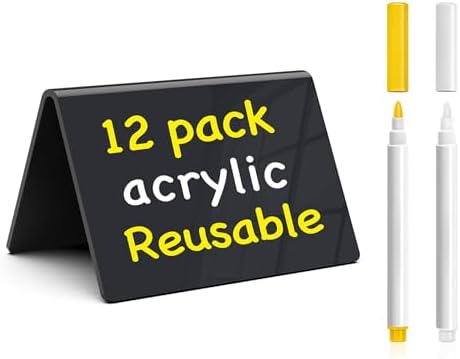 PigPotParty Acrylic Mini Chalkboard Signs, 12 Pcs 4"x3" Small Food Labels by PigPotParty