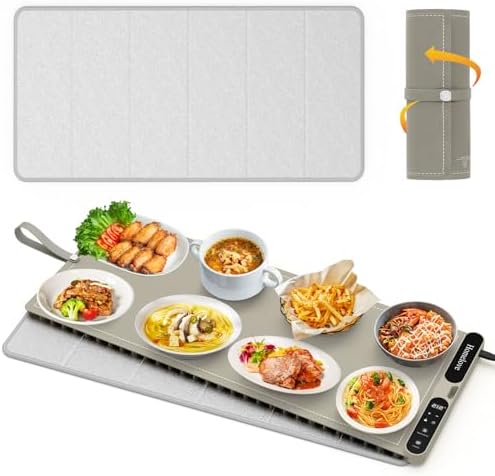 Homelove Warming Mat for Food - 7 Temps, 8H Timer, for Buffets Party Khaki by Homelove