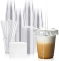 JOLLY CHEF Plastic Cups with Lids and Straws 12 oz Clear 100 Pack by JOLLYCHEF