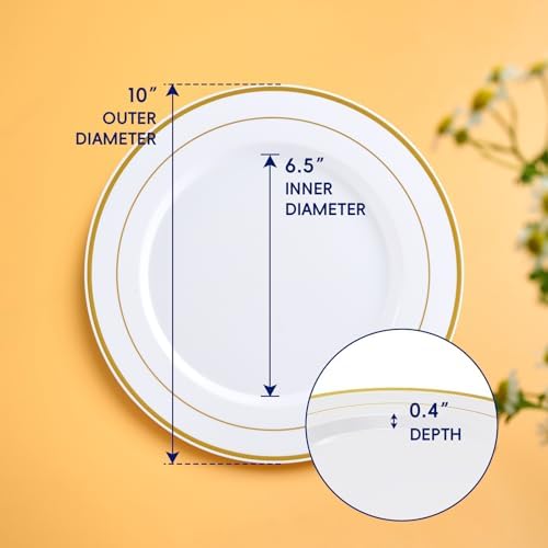 200PCS Plastic Plates 10 Inch Heavy Duty Disposable Plates for Everyday Use - Image 2