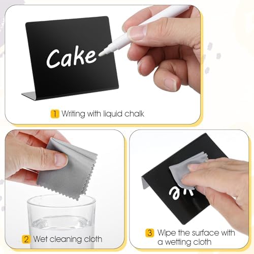 50 Pack Food Labels for Party Buffet, 4" x 3" Mini Chalkboard Signs for Food, Reusable PVC Foods Signs for Buffet, Catering Supplies Buffets Display for Foods Display, Pastry Tags, Price Tag, Name Tag - Image 3