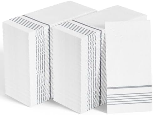 600 Paper Dinner Napkins, 2 Ply Silver Guest Hand Towels for Parties by JOLLYCHEF