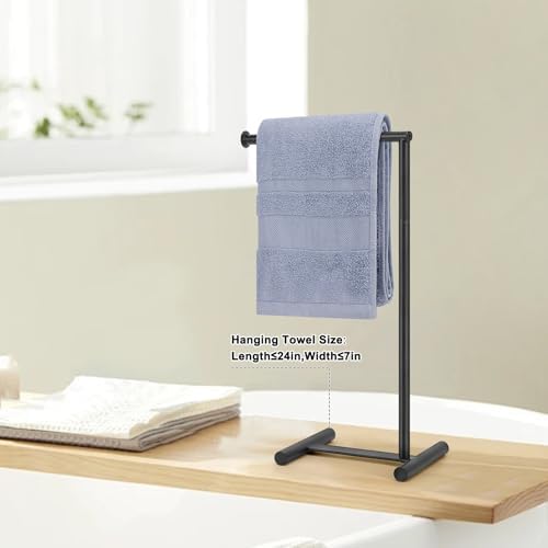 Livabber L-Shape Hand Towel Holder Stand, Metal Hand Towel Rack Modern Countertop Hand Towel Ring Standing Towel Bar for Bathroom Kitchen Vanity (Black) - Image 5