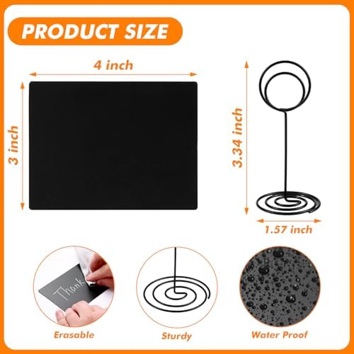 Aertiavty 30 Pack Mini Chalkboard Signs with Table Number Holders, 4x3 inch Small Chalkboard Signs, Black Stand, 2 Markers, Food Labels for Party Buffet, Wedding - Image 4