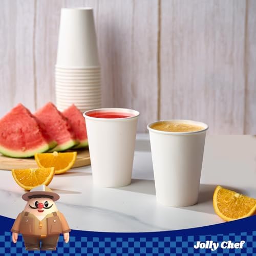 JOLLY CHEF 10 Inch Paper Plates 140 Count and 200 Count 12 oz Coffee Cups, Leak-Proof White Paper Cups for Coffee - Image 2
