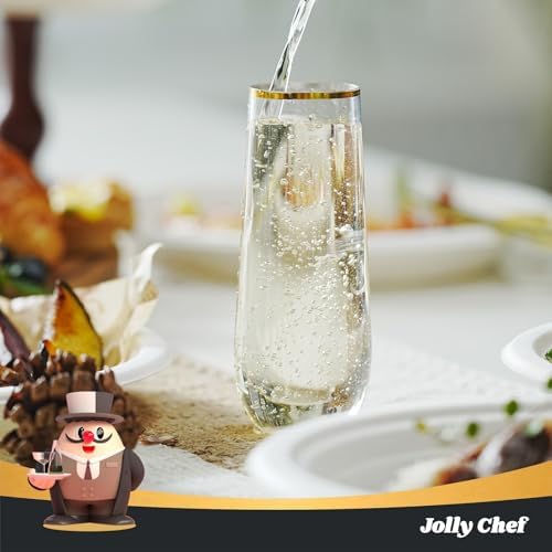 JOLLY CHEF 36 Pack 9 Oz Champagne Flutes Gold Stemless Toasting Glasses - Image 4