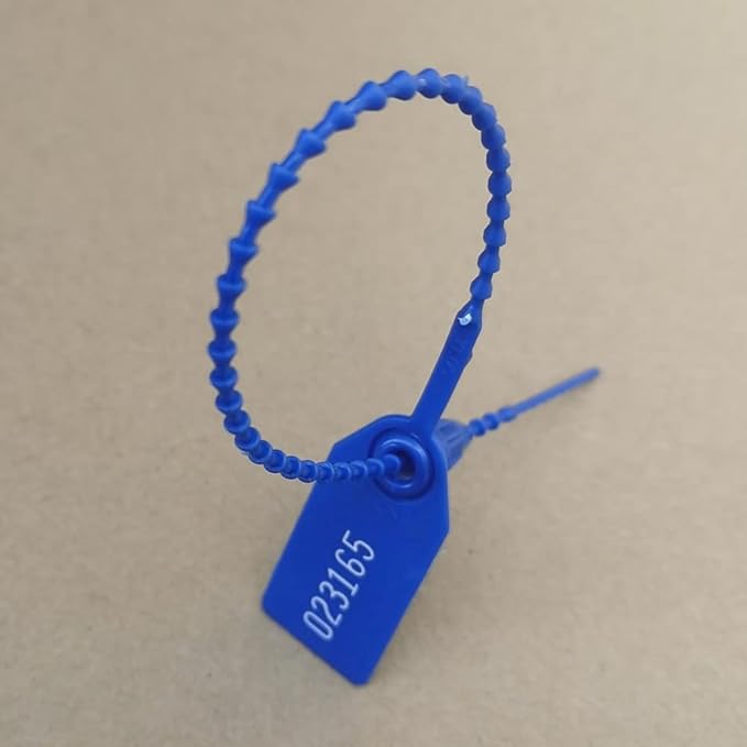 Plastic Tamper Seals Numbered Tags Security Seal Waterproof Tag Zip Ties Pull Tight Lock 9.84" Pack of 500 pcs Navy Blue