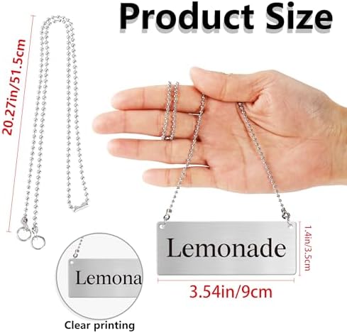 8 Pcs Stainless Steel chain signs 3.54 x 1.4 Inch Table beverage display signs Hanging chain sign for Indoor Outdoor, Including Coffee,Lemonade,Sweet Tea,Unsweet Tea,Water, Milk,Juice,Cola - Image 7