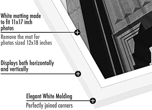 Americanflat 12x18 Poster Frame with Polished Plexiglass - Set of 5 - Use as 11x17 Frame with Mat or Display 12x18 Photo Without Mat - Galleria Collection - Picture Frames for Wall Display - White