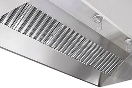 Commercial Kitchen Restaurant Duty Exhaust Hood, Wall Canopy Stainless Steel Exhaust Hood with Baffle Hood Filters, High Temperature Light Fixtures, and 16” Round Exhaust Riser (9" Long Hood)