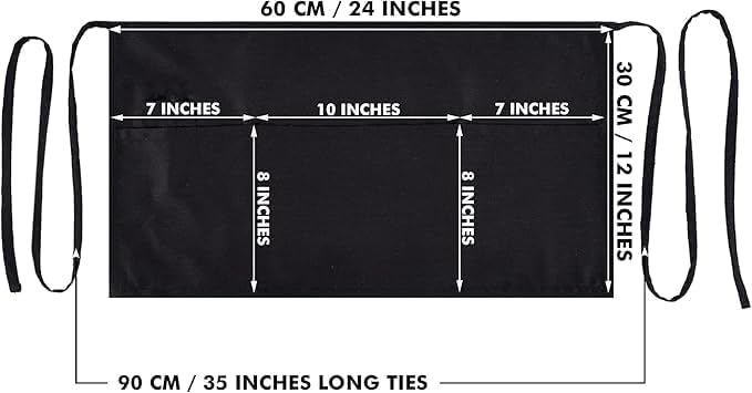 Dreamology Serving Apron for Waitresses,Waist Apron,Server Aprons with 3 Pockets,Short Waist Aprons For Women,Waitress Apron for Women and Men (2 Pack)