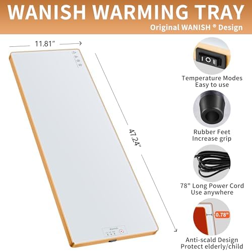 Electric Warming Tray,Extralong 47"x12",Tempered Glass Warming Mat for Food - Image 2