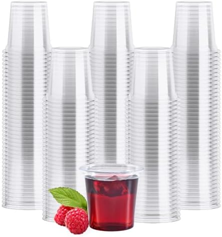 JOLLY CHEF 500 Pack Plastic Shot Glasses 1 oz Clear Disposable Jelly Cups by JOLLYCHEF