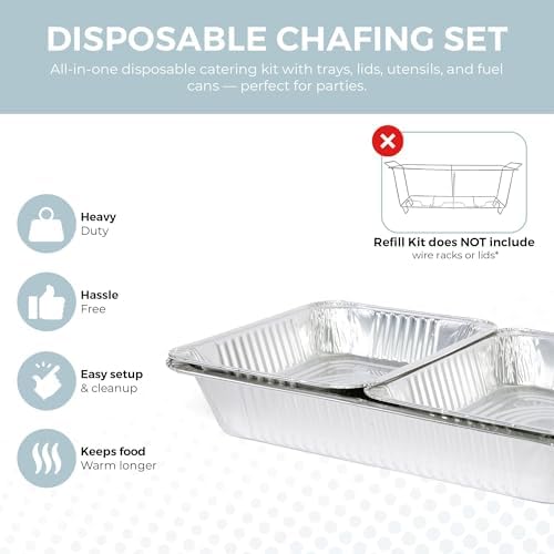 Alpha Living Large Full Size Refill Kit Disposable Chafing Buffet with - Utensils, Fuel Cans Only – Premium Chafing Dish Set for Events, Parties, Catering - Image 2