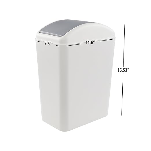 Vababa 3-Pack 4.5 Gallon Plastic Trash Can with Swing Lid, Swing-Top Waste Can, Gray