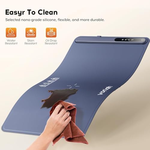 Warming Mat for Food, Voriah Electric Warming Tray with 3 Temp Settings & Auto Shut-Off, Food Warmer with Thick Silicone Surface to Keep Food Warm at Buffet, Parties, and Family Use（Dark Blue） - Image 5