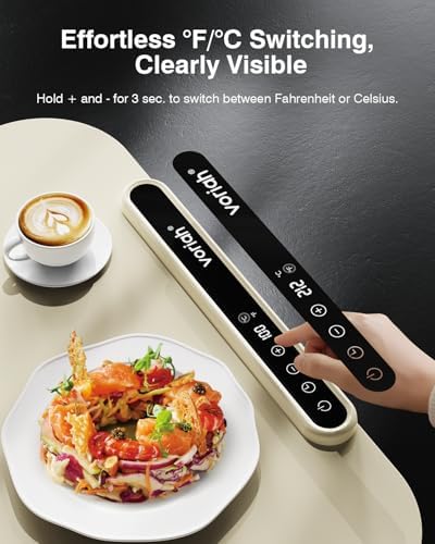 Warming Mat for Food,27.5x15.7" Large Electric Buffet Warming Tray, 7 Temp Levels, 99H Continuous Heat, ℉/℃ Switch, Patented Fast-Heat Design for Parties, Family Meals, Daily Use Apricot - Image 3