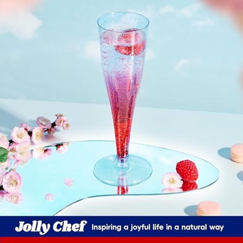 JOLLY CHEF Blue Plastic Champagne Flutes Disposable 4.5 oz 100 Pack - Image 4