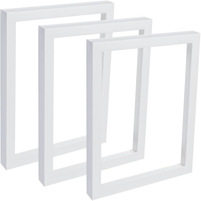 Creative Mark Gotham Gallery Canvas Frame - White 12x12-3 Pack Open Back Frame for Heavy Duty Canvases Paintings Without Glass or Backing - 1-5/8" Depth, 1-3/8" Rabbet - Pre-Assembled, Made in USA