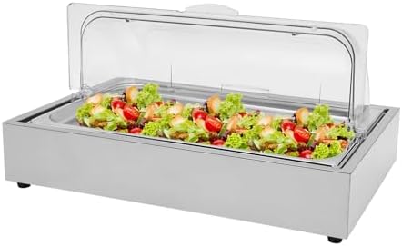 Ice Tray Chafing Dishes for Buffet Stainless Steel Ice Food Serving Display Clear Cold Food Server with Roll Lid Cooling Plate for Dishes Fruit Party by Unknown