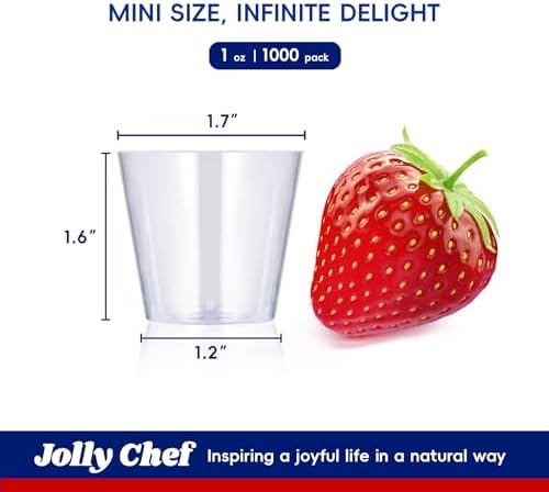JOLLY CHEF 1000 Pack Plastic Shot Glasses & 100PCS Plastic Disposable Straws - Image 2