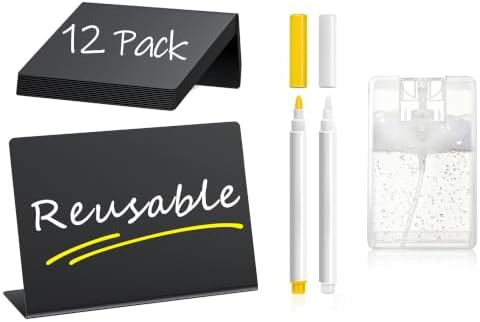 12 Pcs Food Labels for Party Buffet 4"x3" Mini Chalkboard Signs for Food by PigPotParty